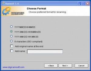 nameexif choose format